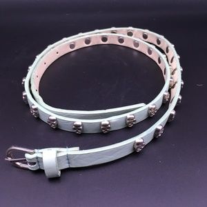 Seafoam Green Skull Skinny Belt 38